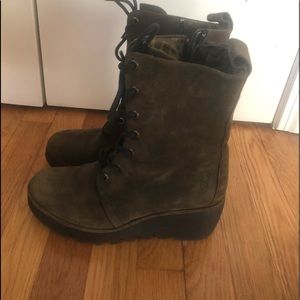 Fly London Brown Suede Wedge boots